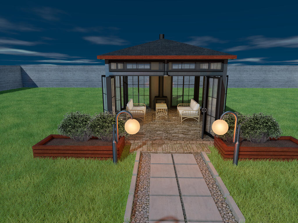 prefab gazebo with fireplace